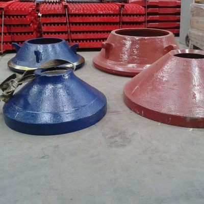 Cone Crusher Bowl Liner และ Mantler การหล่อแมงกานีสสูงสีน้ำเงินแดง